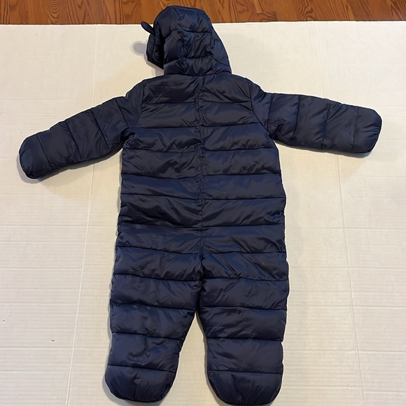 Gap-6-12 months baby-navy blue-fully lined, hooded, quilted shell, snowsuit. - Picture 2 of 12